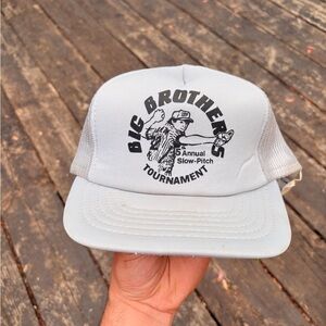 Vintage trucker hat baseball big brothers slow pitch tournament mesh foam